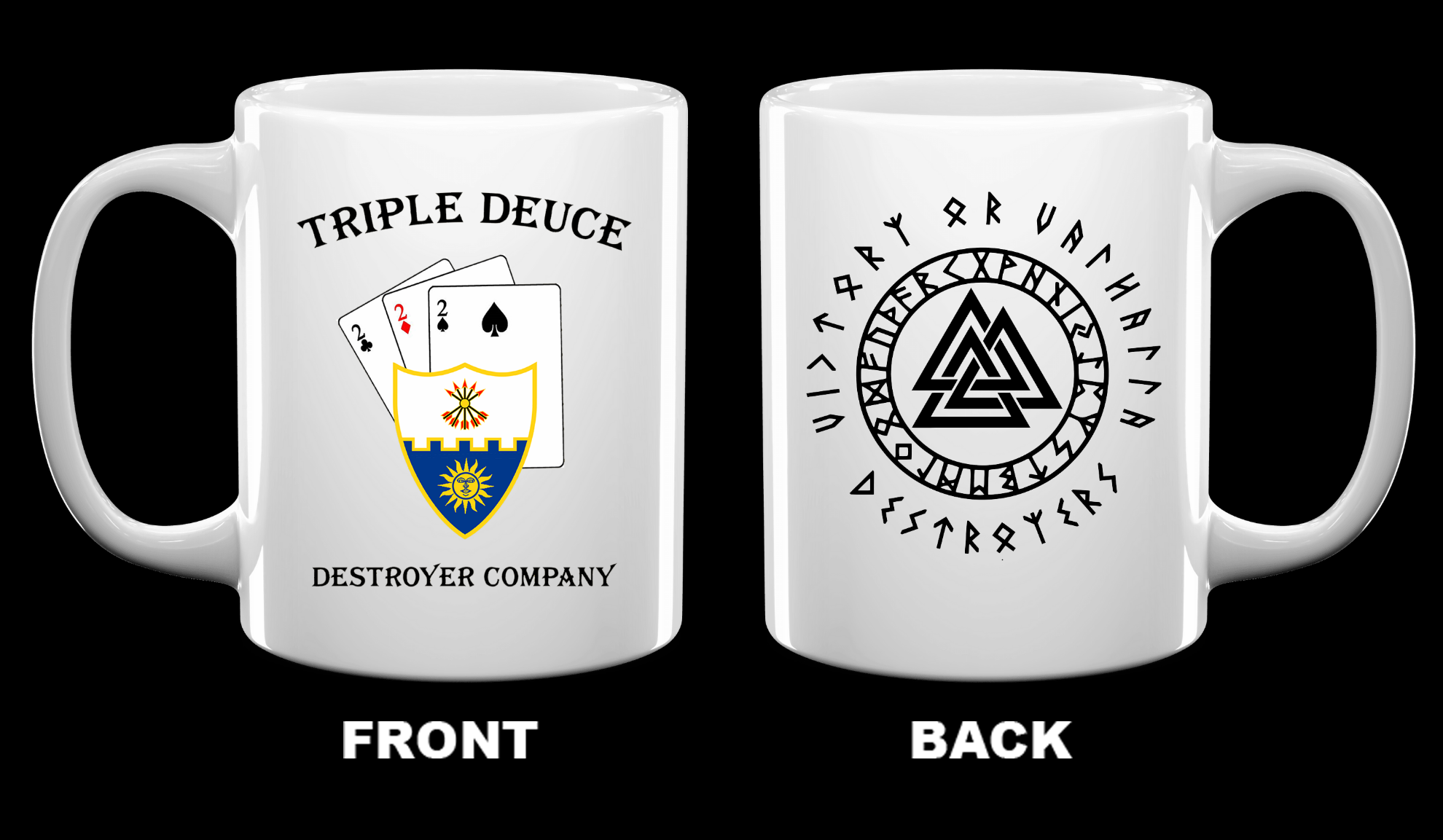 Delta Company Triple Deuce Store - triple deuce victory or valhalla set of 2 mugs